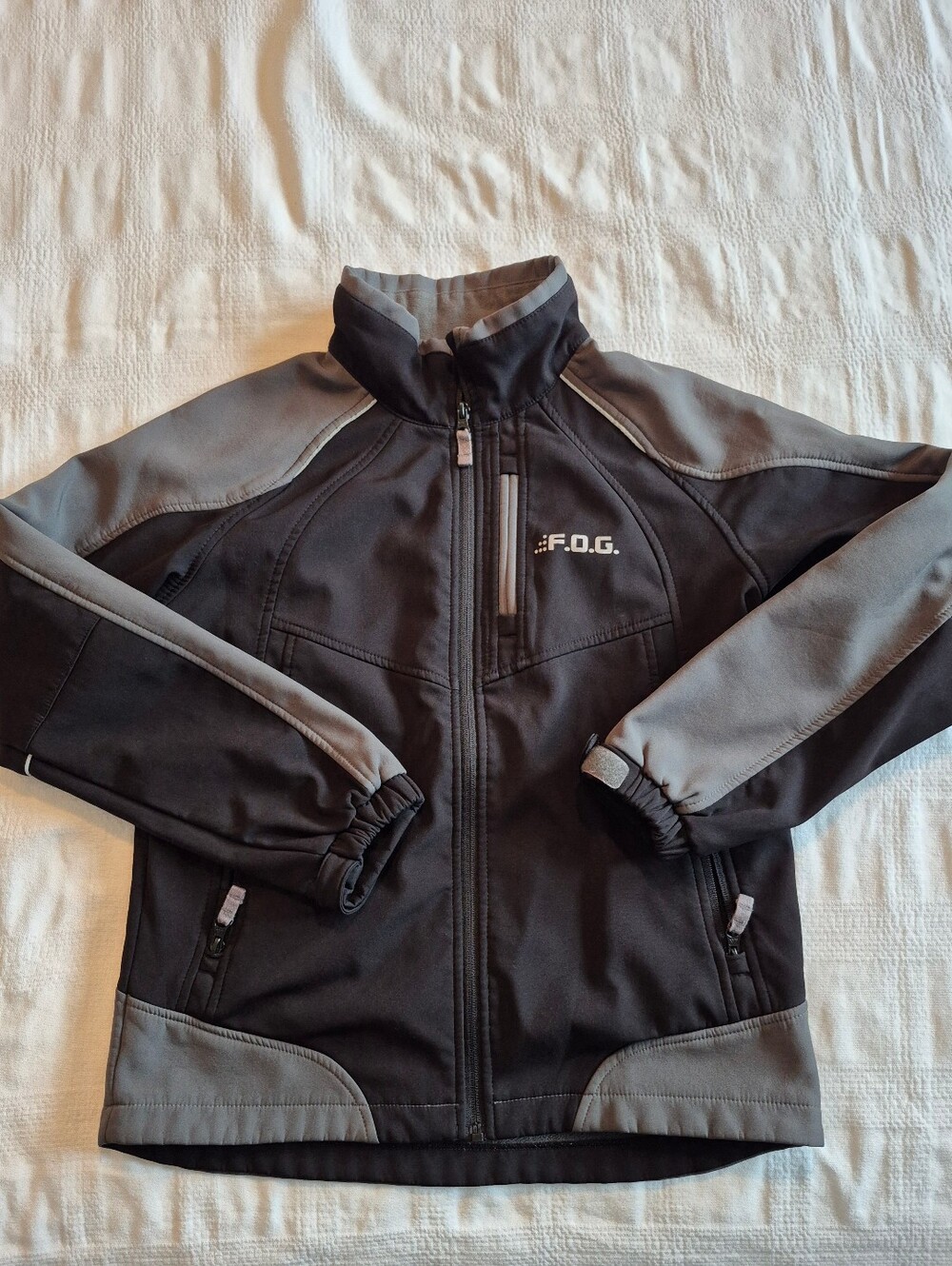 FOG boys size Large 14/16 by London Fog black & gray jacket VGUC